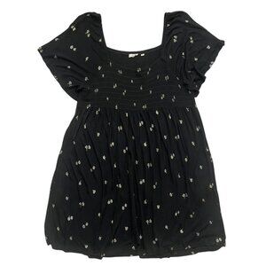 Fat Face Black Mini Dress with Cream Floral Design